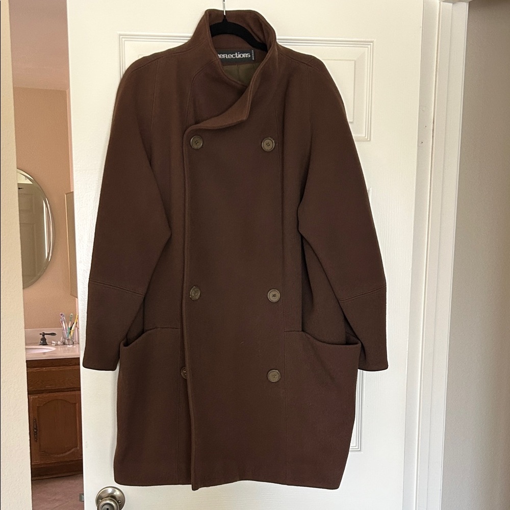 Vintage 100% Wool Brown Double-Breasted Coat USA Made